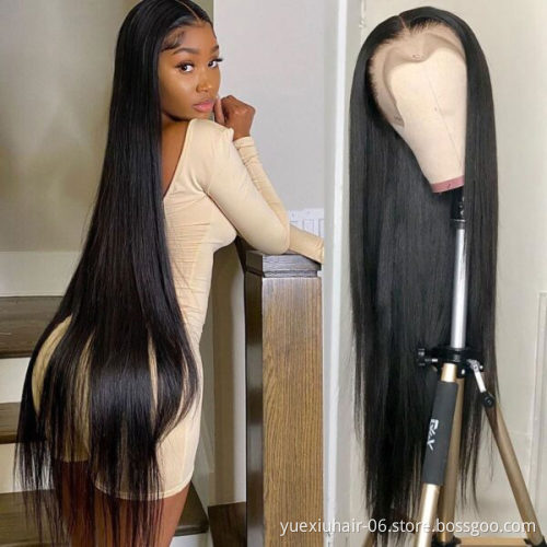 13x4 HD Lace Frontal Straight Human Hair Wig 200% Density Brazilian Full Transparent 5x5 Lace Closure Wig Vendor Factory Price